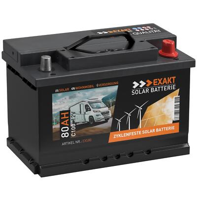 Solarbatterie 12V 80Ah Batterie Solarbatterie Wohnmobil Boot Wohnwagen Akku 70Ah