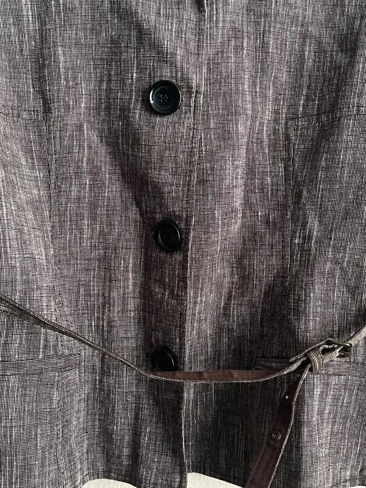 Chaqueta Traje Michael Kors Blanco y Negro A Cuadros Finos Cinturón Manga Corta Talla 12 Foto 3 de 4