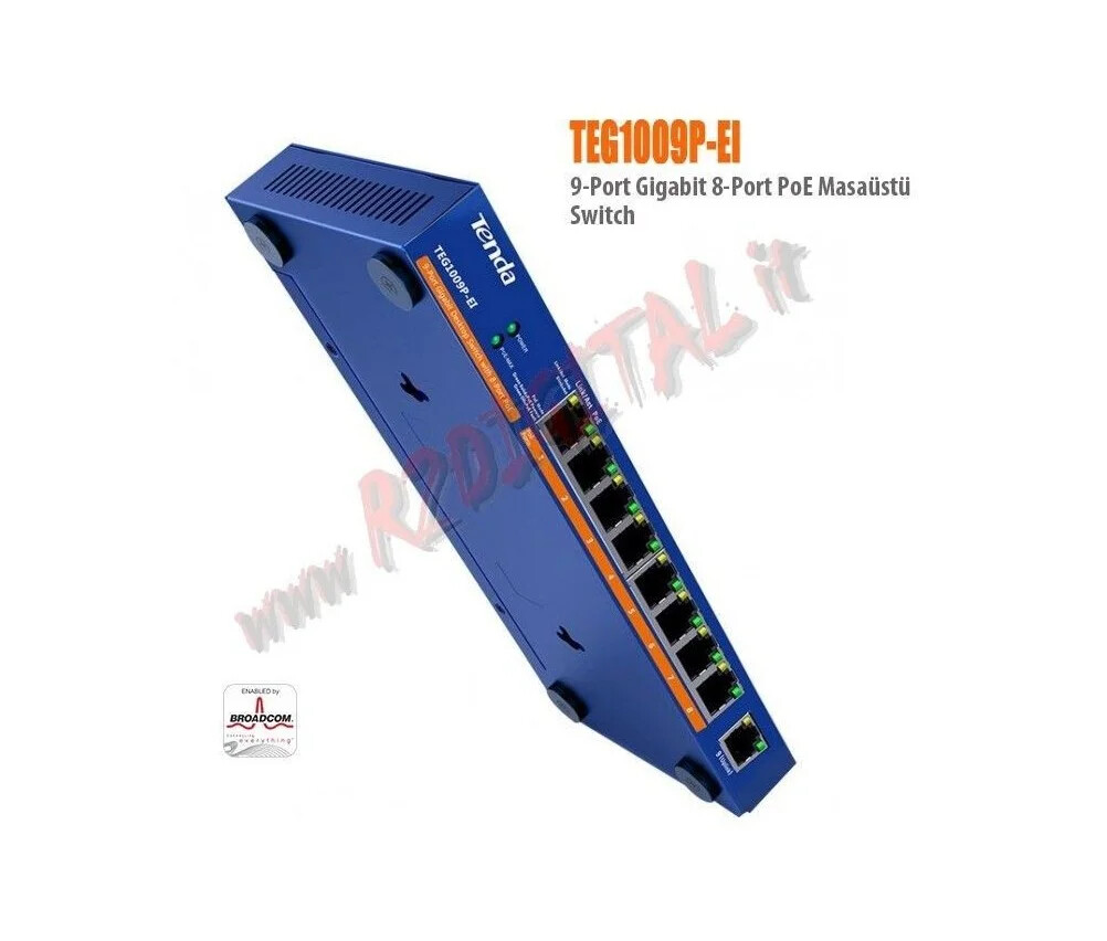 Aglow.it Tenda Switch Fibra PoE TEG1009P-EI, ALIMENTATORE PoE SWITCH 9 PORTE, IN