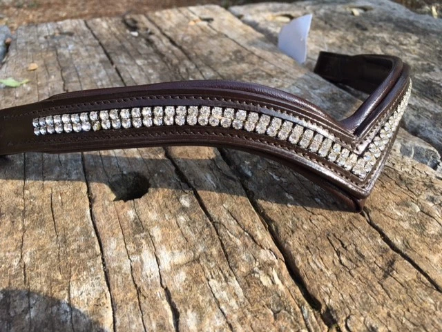 V Shaped Browband Crystal Browband  Xfull Full Cob Pony Brown or Black Leather - image 2 of 4