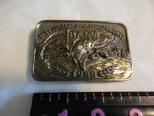 1988 GREAT AMERICAN BUCKLE Brass Belt Buckle - Bass Anglers Sportsman Society