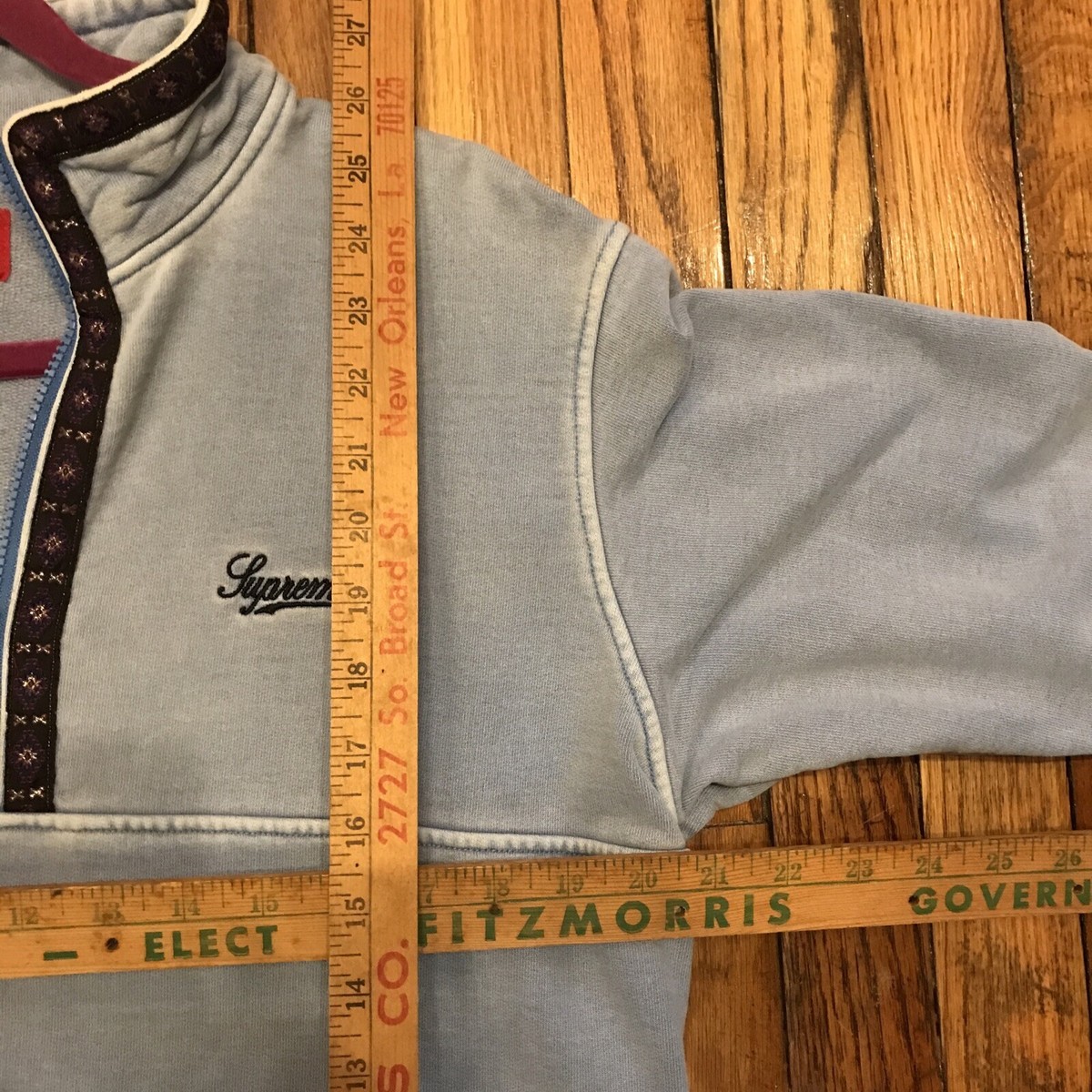 SUPREME Overdyed Half Zip Sweatshirt • Pullover • Blue • Medium