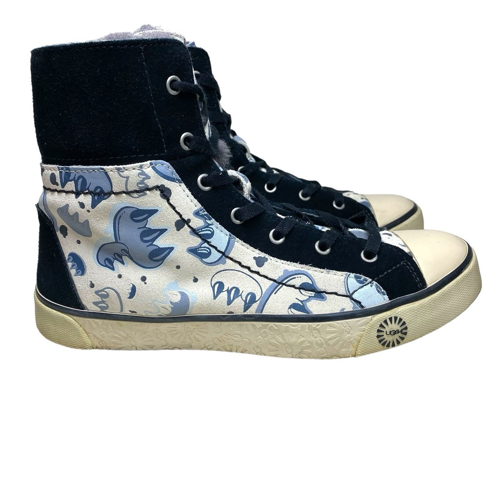 UGG Stellah Claw Graffiti Fur Lined Hightop Sneakers Short Boots Womens 8 DISC