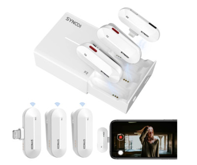 Synco P2L Dual Wireless Lapel Microphone 2.4GHz Plug & Play for IOS iPhone iPad