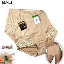 NWT 2-Pack Bali L Firm Tummy-Control Lace Trim Microfiber Brief Underwear X054