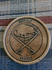 1970S MATINA DECOR NHL BUFFALO SABRES LEATHER COASTER RARE HOCKEY RENE ROBERT 