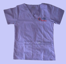 Landau Essentials Relaxed Fit 4-Pocket V-Neck Scrub Top for Women - Lt Purple