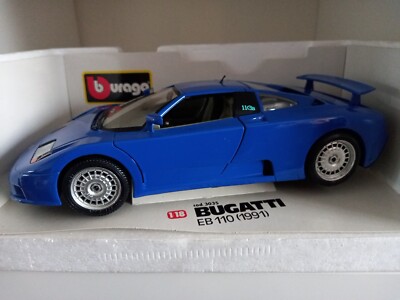 Seltenes Bburago 3035 Bugatti EB110 1991 blau Supercar Diecast Modell im Maßstab 1:18