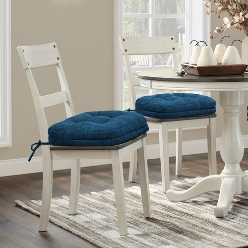 Traditional Navy Blue Chair Cushions Set of 4 - 16.5x16.5in, Perfect for Dining - Picture 9 of 9