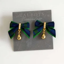 Talbots Bow Teardrop Bead Drop Earrings Chic Women Party Vacation Jewelry Gift