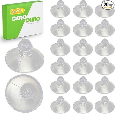 20 Pack 18mm/0.7'' Transparent Anti-Collision Suction Cups for Glass Table Tops,