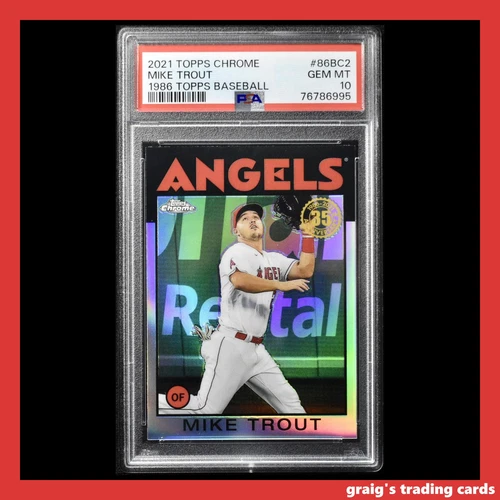 2021 Topps Chrome 1986 Topps Baseball #86BC2 Mike Trout PSA 10 GEM-MT