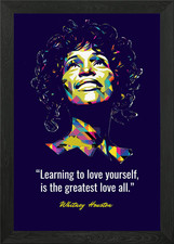 Quadro Whitney Houston citazioni con cornice wall art poster stampa su tela