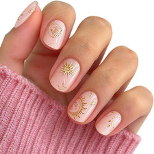 JMEOWIO Moon Star Semi Cured Gel Strips Wraps Nail Art Sticker