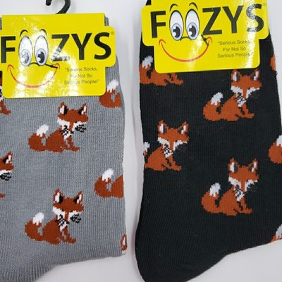 Womens Socks Fox Cute Animals Clever Foxy Ladies Soft 2 PAIRS Foozys Novelty
