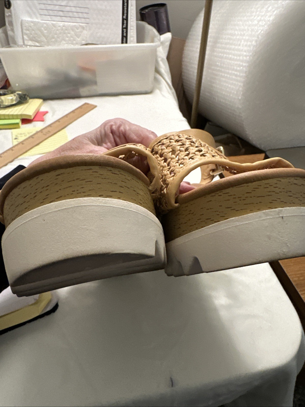 Universal Thread Woven Platform Wedge Sandals Tan… - image 8