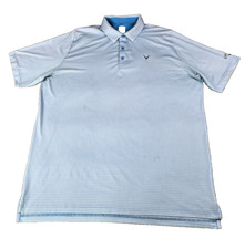 Callaway Mens Polo Blue Geometric Performance Shirt Size L Large
