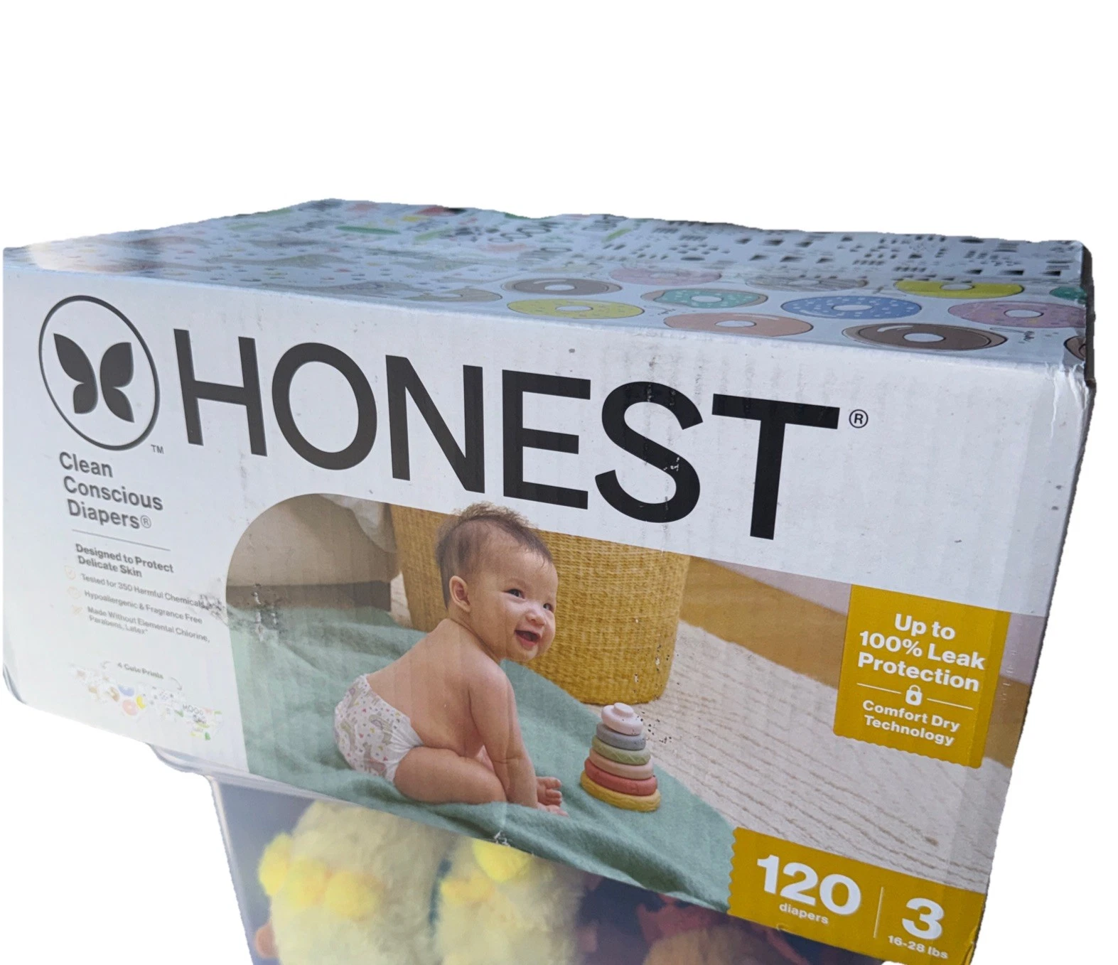Honest Clean Conscious Diapers Size 3 Giggly Boo 120 Count Hypoallergenic