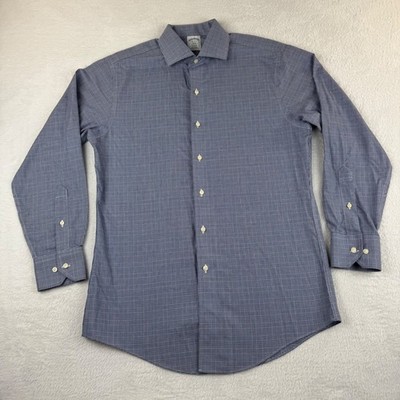 Brooks Brothers 1818 Regent Dress Shirt Mens 15-2/3 Blue Non-Iron Houndstooth