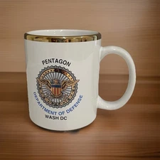 PENTAGON DEPARTMENT OF DEFENSE WASHINGTON DC COFFEE MUG CUP TEA GOLD RIM