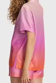 NEW Victoria&rsquo;s Secret Glazed Satin Short Pajama PJ Set Pink Ombr&eacute; Size S