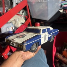 Vintage 11" Tin Litho Japan Battery Op Police Highway Patrol Car Untested