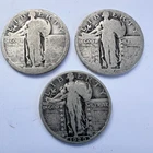 Lot of 3 US Coin Quarter 25c Standing Liberty 1924? 1926? 1929P Circulated