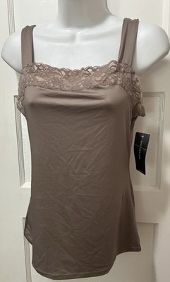 NWT Jones New York Lace Camisole Tank Top Mocha M Modest Victorian Cami