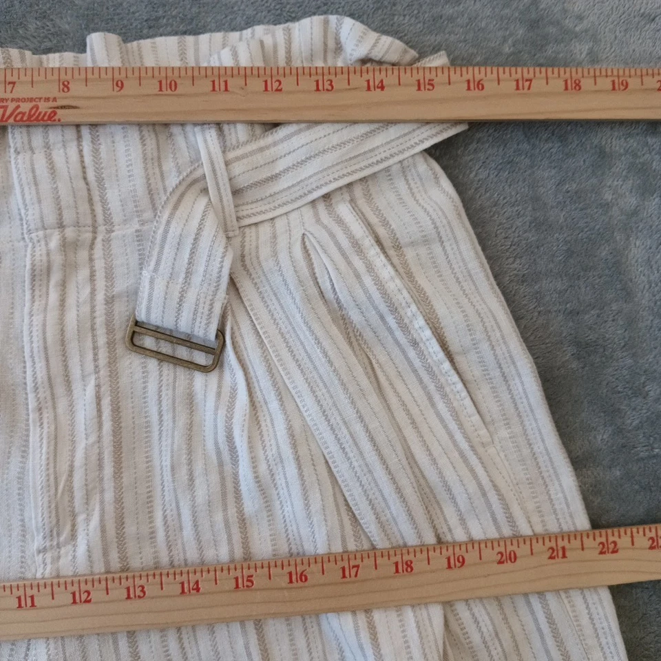 Banana Republic Ankle Pants Womens Size 6 Petite Beige Striped Wide Leg 28x27.5 - Image 2 of 4