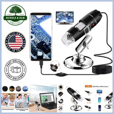 USB Digital Microscope with 40-1000X Magnification & 8 LED Lights for PC/Android