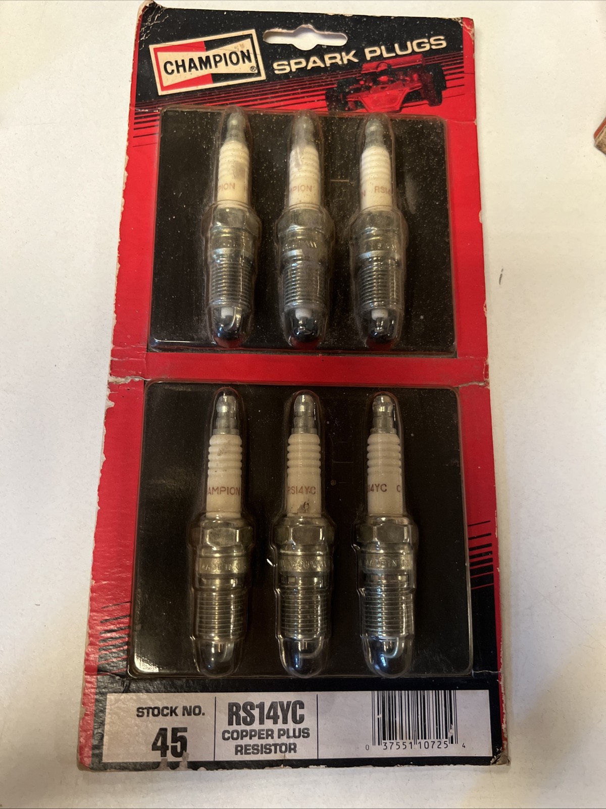 Nos Vintage Champion RS14YC Spark Plugs 6 Pack. 45C-1980s Packaging.