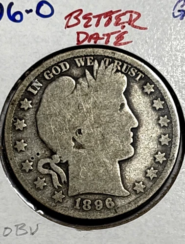 1896-O Barber Half Dollar 50c BETTER DATE, AG - G