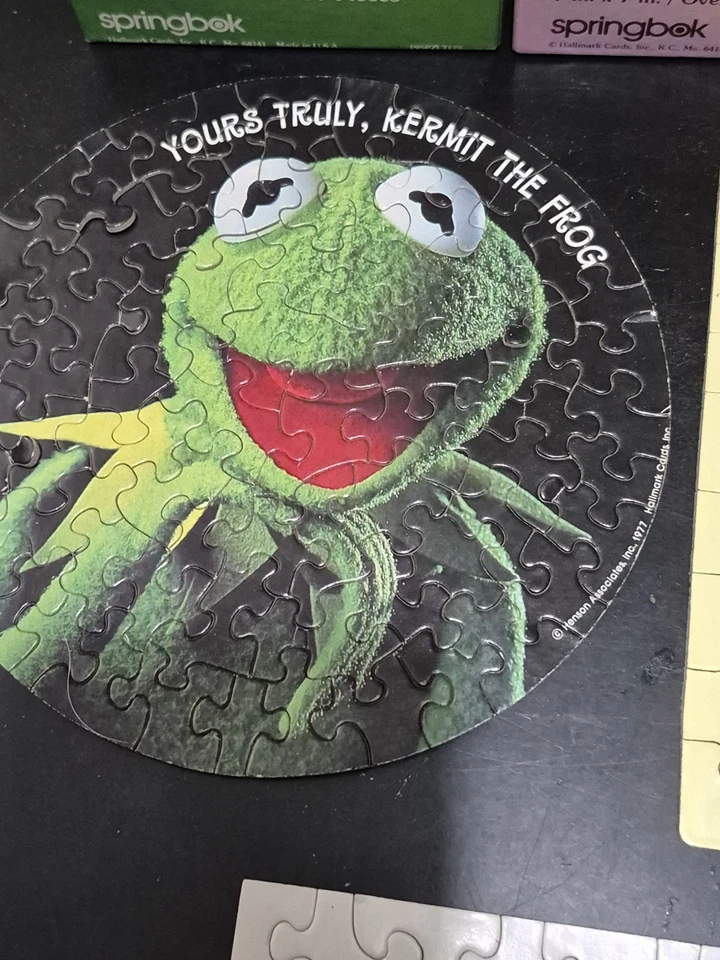 Lot of 3 Vintage Mini Puzzles Springbok Kermit Frog/Duckling/Pig Indulge - Image 4 of 4