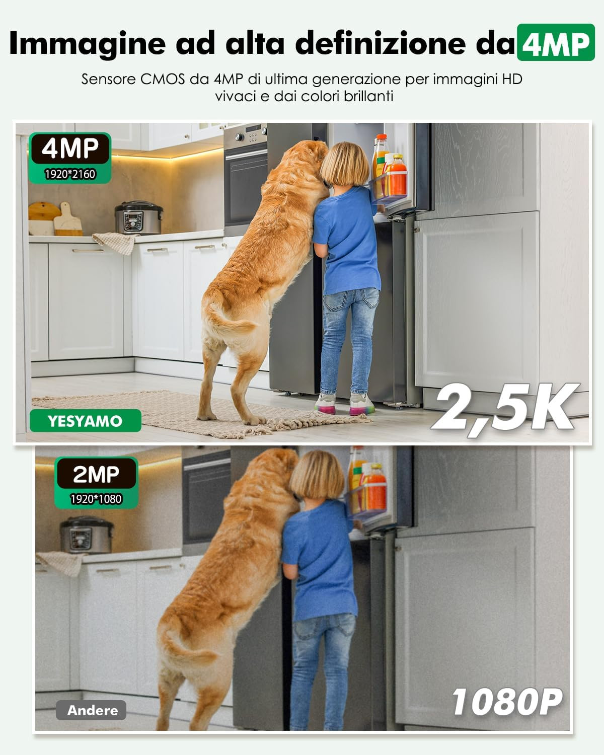 Videocamera Sorveglianza 2.5K 4MP Interno Doppia Lente PT Wi-Fi Smart - 3