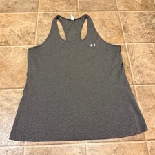 Under Armour HeatGear Womens XL Gray Racerback Mesh Back Fitted Tank Top 1328962