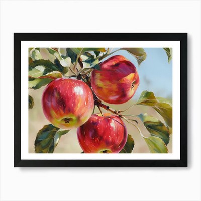 Äpfel am Baum Kunstdruck gerahmt Wandbild Poster Leinwanddruck Bild