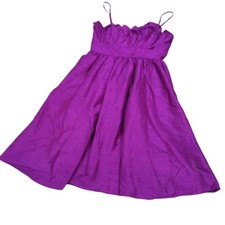 Watters & Watters Purple Silk Spaghetti Strap Ruffle Sweetheart Dress Size 10
