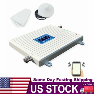 Tri- Band Amplifier 900/1800/2100 GSM DCS 2G/3G/4G LTE Signal Booster & Antenna