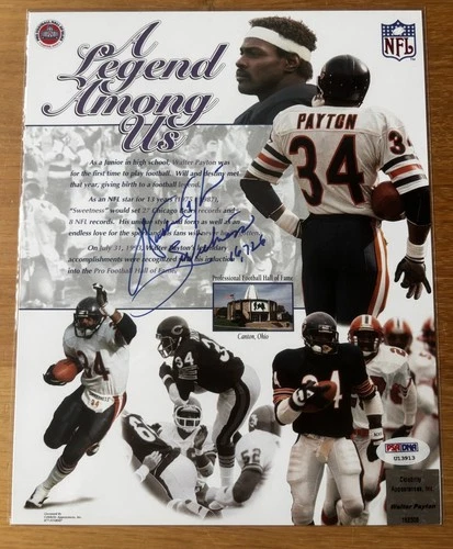 Walter Payton Signed 8x10 Photo "A Legend Among Us" w/ 2 inscriptions!! PSA COA