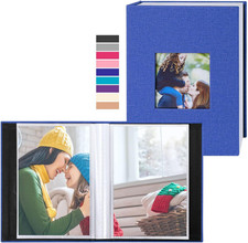 Ywlake 4x6 Photo Album, 2-Pack, 100 Pockets Each, Mini Linen Album for Kids, Blu
