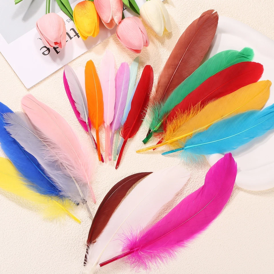 100 Pcs 4-6" Feathers Long DIY Goose Feather Hat Dream Catcher Dark Brown - Image 4 of 4
