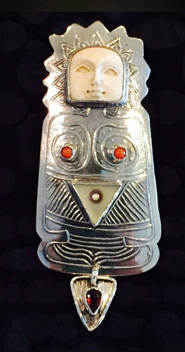 TABRA: Beautiful pendant. 925 Sterling Silver, coral, ruby etc. NWOT Signed.
