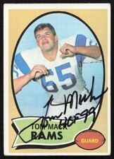 Tom Mack Autographed 1970 Topps Rookie Card #151 Los Angeles Rams. rookie card picture