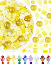 Mosaic Tiles for Crafts 420g 0.5 in Yellow for DIY Art Projects