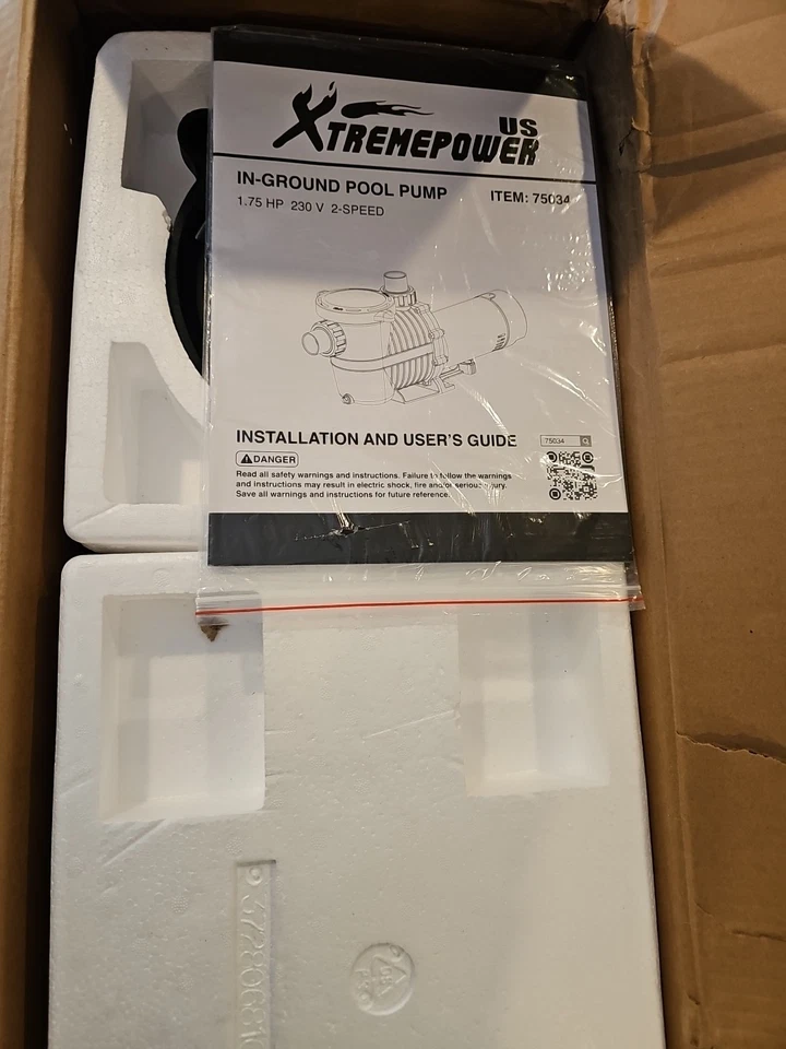 XtremepowerUS 1.75 HP Inground Dual Speed Pool Pump 230V 5280 GPH Model 75034 - Image 4 of 4