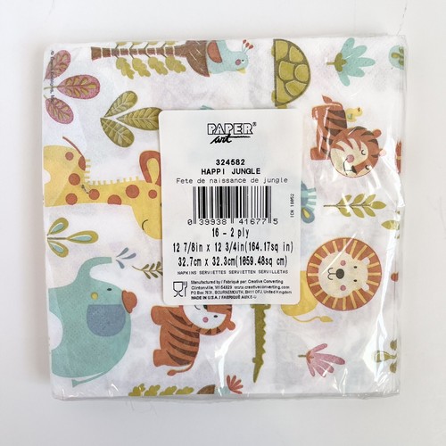 Baby Shower Party Napkins Happi Jungle Safari Animals Cute Paper Luncheon - Picture 2 of 3