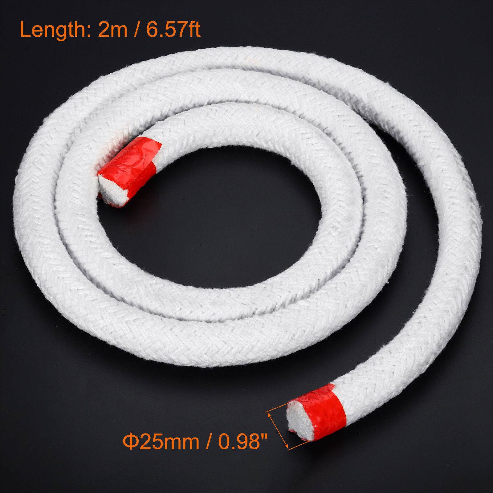 6.57ft x 0.98 inch Ceramic Fiber Rope Round Braided Rope Gasket Seal