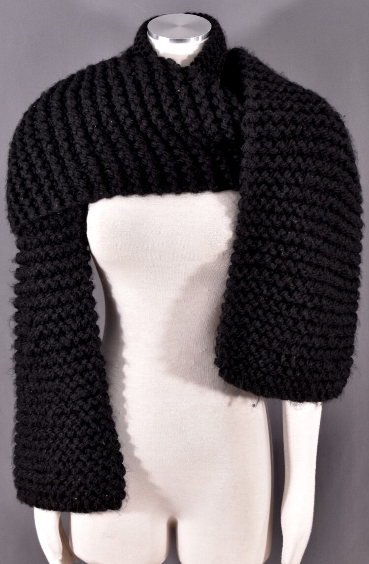 Mishka MNWKA Black Wool Giant Knit Scarf Turban Headband Bandana Womans 2 PC Set View 5