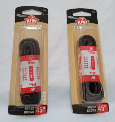 Lot of 2 KIWI Outdoor Shoe Laces Round Brown  45 In - 5-6 Eyelets 2114