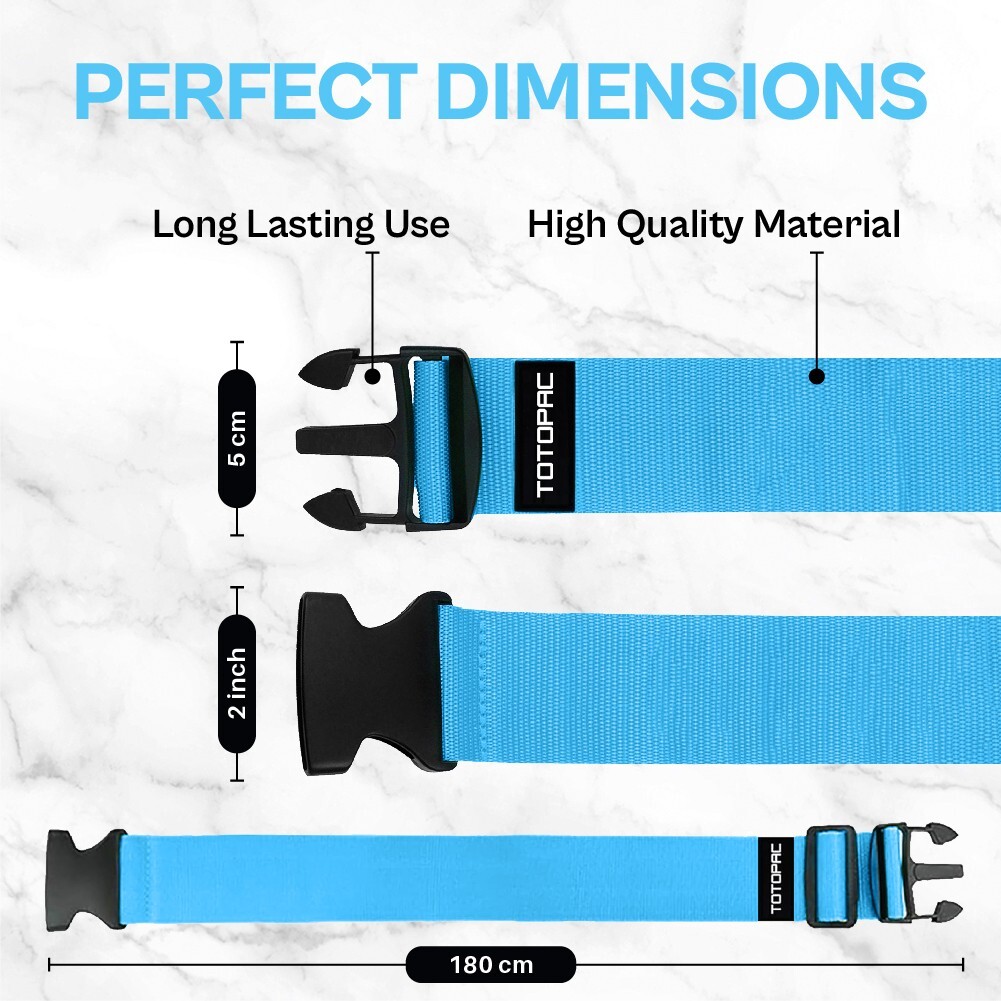 4 Pack Luggage Straps, Adjustable Suitcase Belts 72" x 2" (Blue)